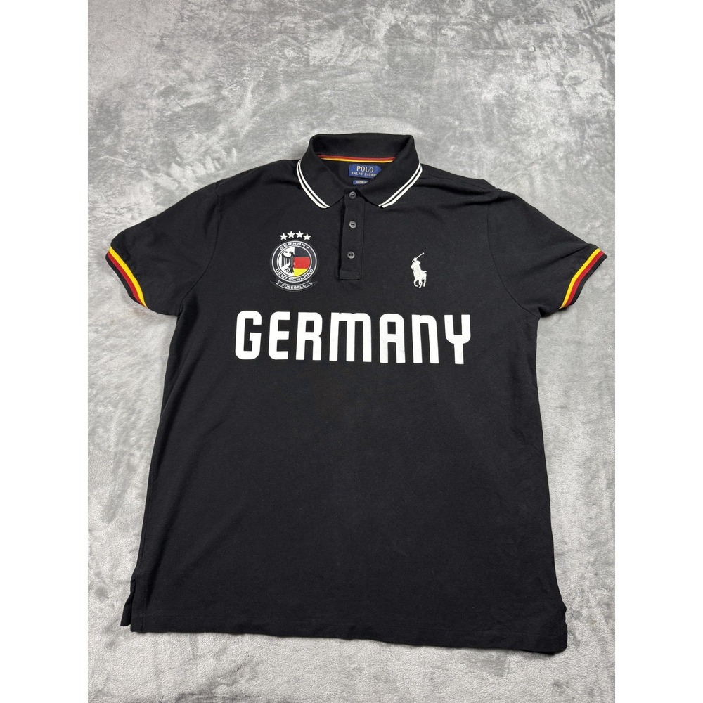 Polo Ralph Lauren Germany Soccer Shirt Mens Large Black Custom Slim Fit Fussball